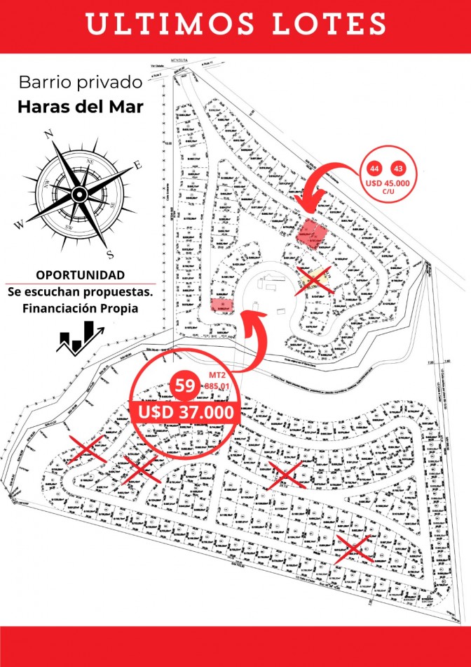 ULTIMOS LOTES EN HARAS DEL MAR. FINANCIACION. 